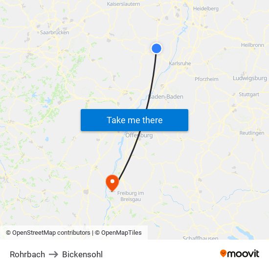 Rohrbach to Bickensohl map