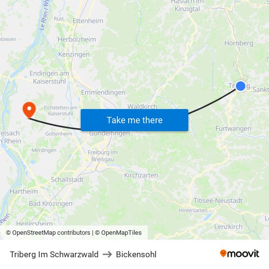 Triberg Im Schwarzwald to Bickensohl map