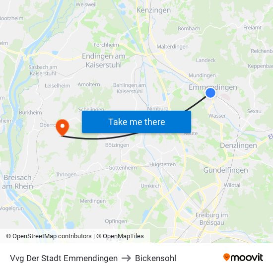 Vvg Der Stadt Emmendingen to Bickensohl map