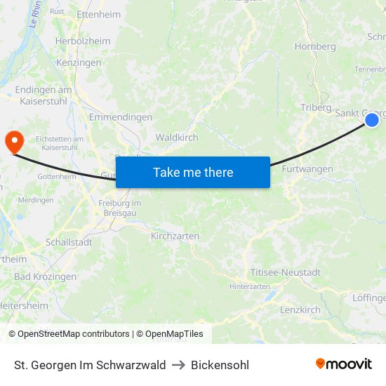 St. Georgen Im Schwarzwald to Bickensohl map