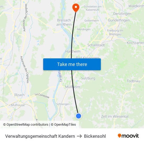 Verwaltungsgemeinschaft Kandern to Bickensohl map