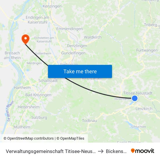 Verwaltungsgemeinschaft Titisee-Neustadt to Bickensohl map