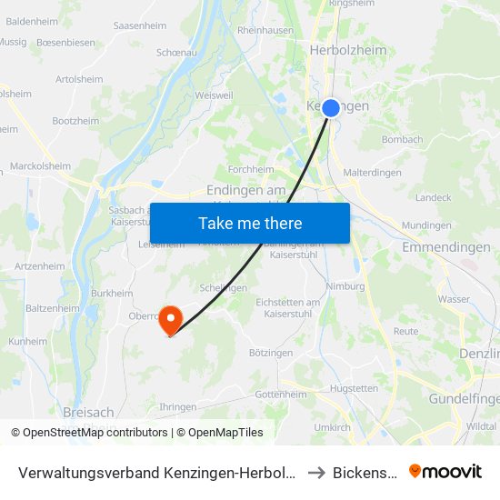 Verwaltungsverband Kenzingen-Herbolzheim to Bickensohl map