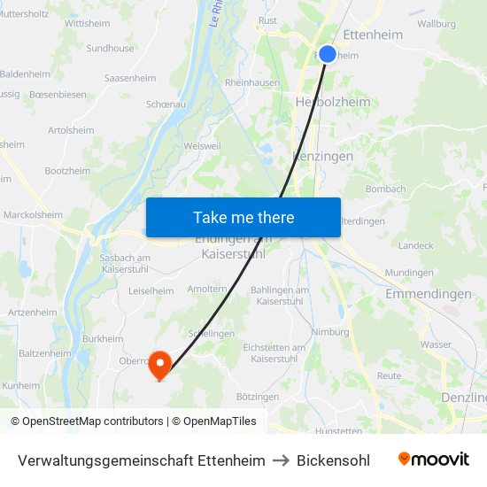 Verwaltungsgemeinschaft Ettenheim to Bickensohl map