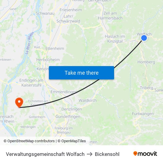 Verwaltungsgemeinschaft Wolfach to Bickensohl map