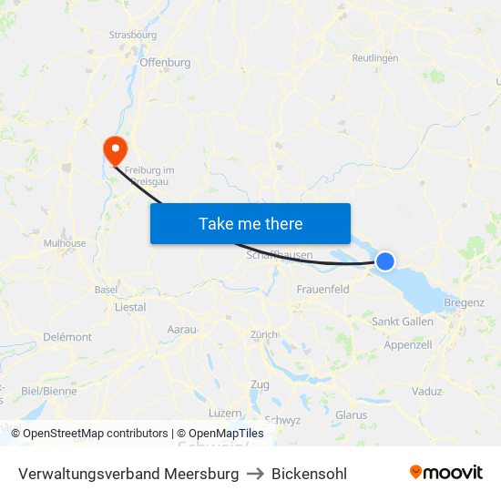 Verwaltungsverband Meersburg to Bickensohl map