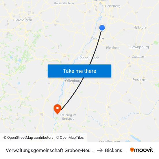 Verwaltungsgemeinschaft Graben-Neudorf to Bickensohl map