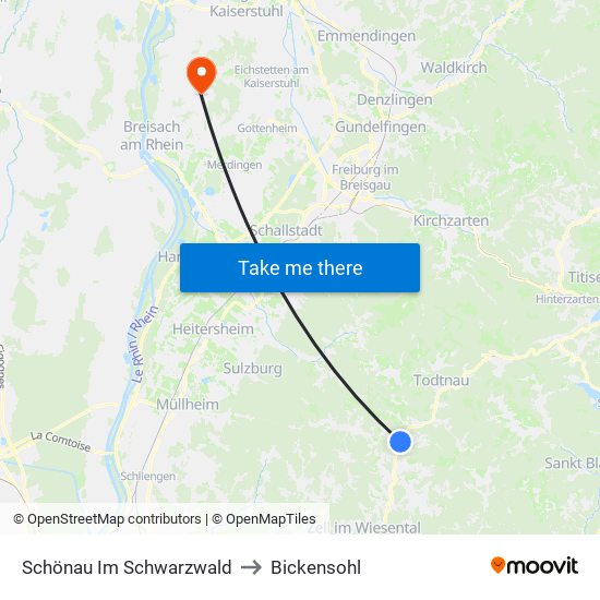 Schönau Im Schwarzwald to Bickensohl map