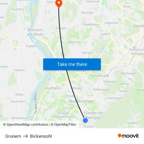 Grunern to Bickensohl map