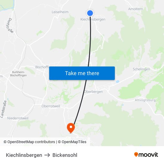 Kiechlinsbergen to Bickensohl map