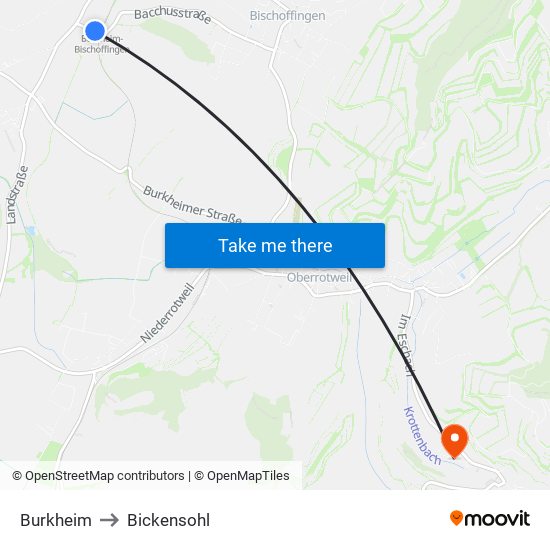 Burkheim to Bickensohl map