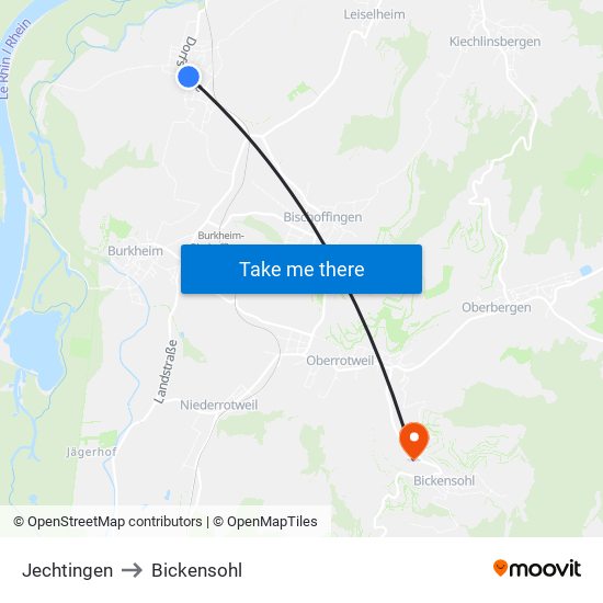 Jechtingen to Bickensohl map