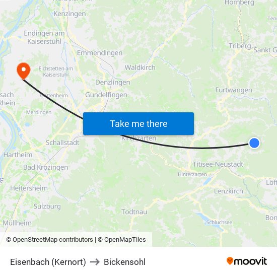 Eisenbach (Kernort) to Bickensohl map