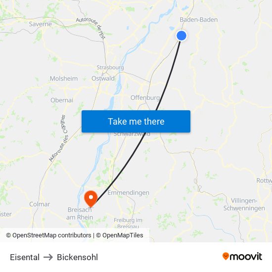 Eisental to Bickensohl map