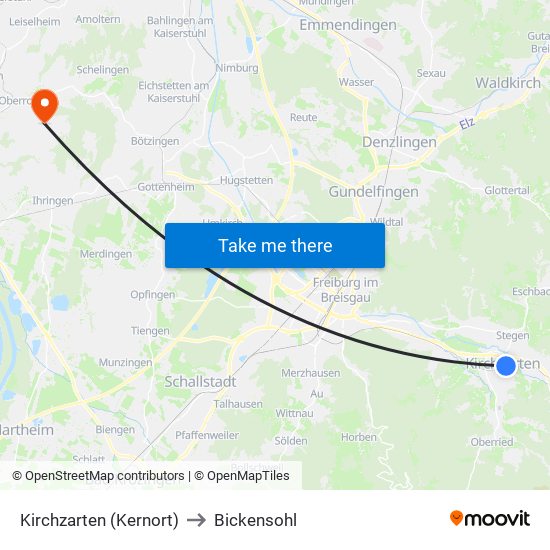 Kirchzarten (Kernort) to Bickensohl map