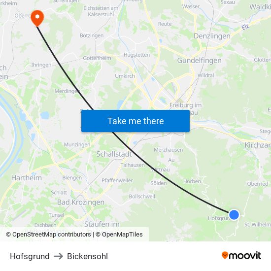 Hofsgrund to Bickensohl map
