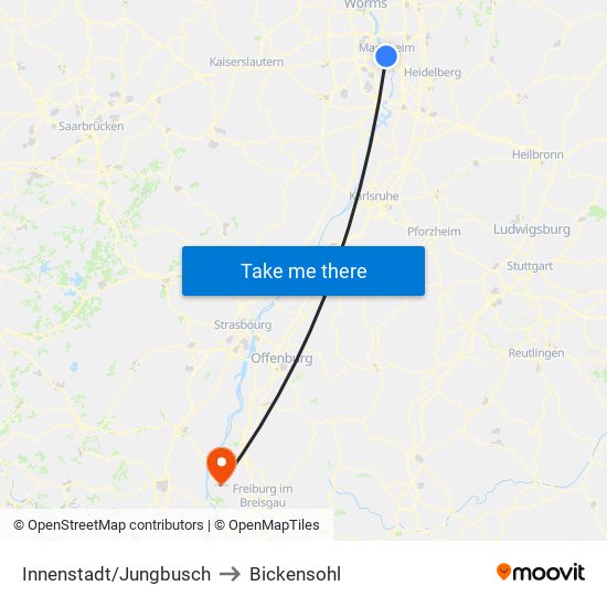 Innenstadt/Jungbusch to Bickensohl map