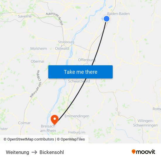 Weitenung to Bickensohl map