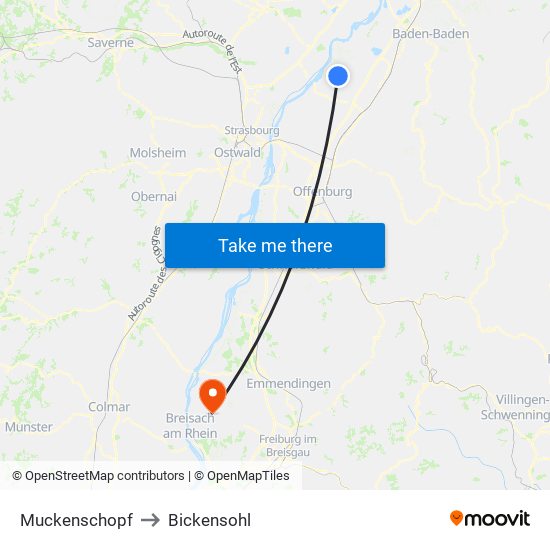 Muckenschopf to Bickensohl map