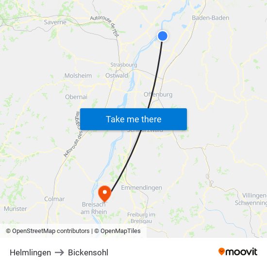 Helmlingen to Bickensohl map