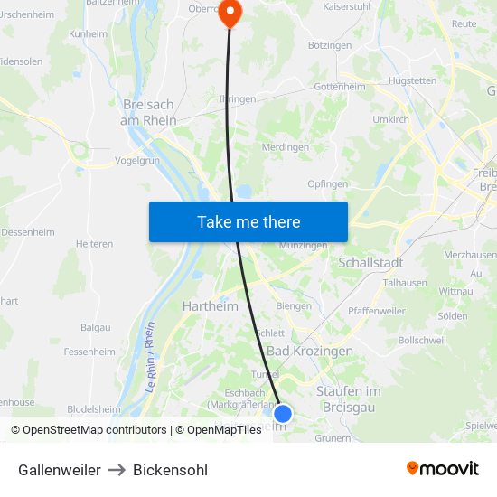 Gallenweiler to Bickensohl map