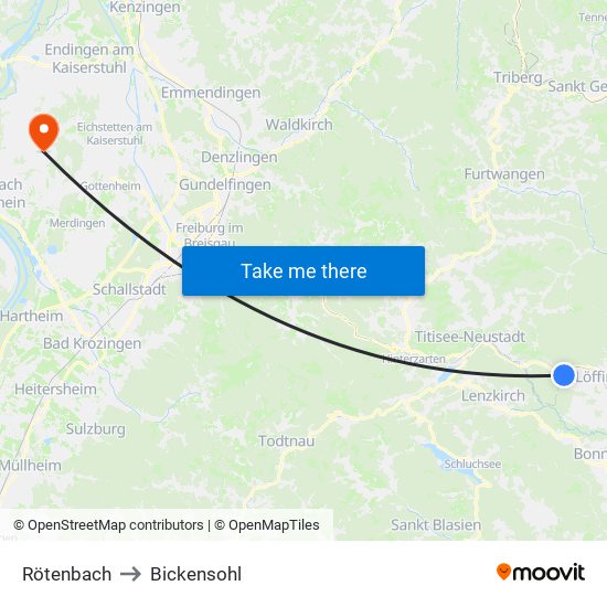 Rötenbach to Bickensohl map