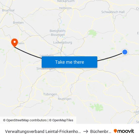 Verwaltungsverband Leintal-Frickenhofer Höhe to Büchenbronn map