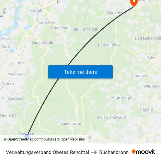 Verwaltungsverband Oberes Renchtal to Büchenbronn map