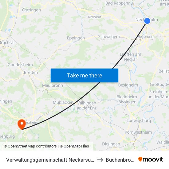 Verwaltungsgemeinschaft Neckarsulm to Büchenbronn map