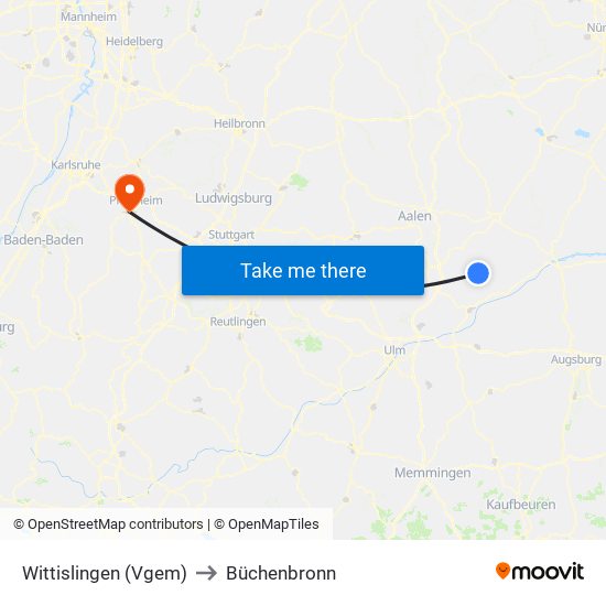 Wittislingen (Vgem) to Büchenbronn map