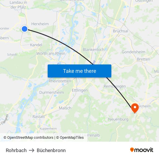 Rohrbach to Büchenbronn map