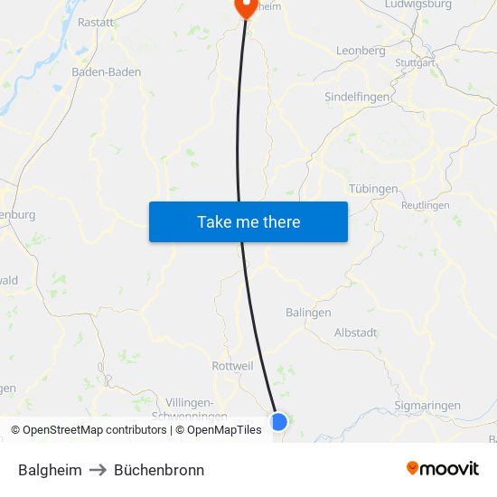Balgheim to Büchenbronn map