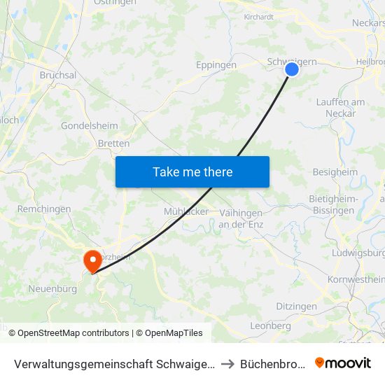 Verwaltungsgemeinschaft Schwaigern to Büchenbronn map