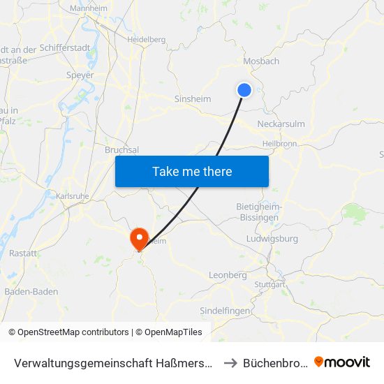 Verwaltungsgemeinschaft Haßmersheim to Büchenbronn map