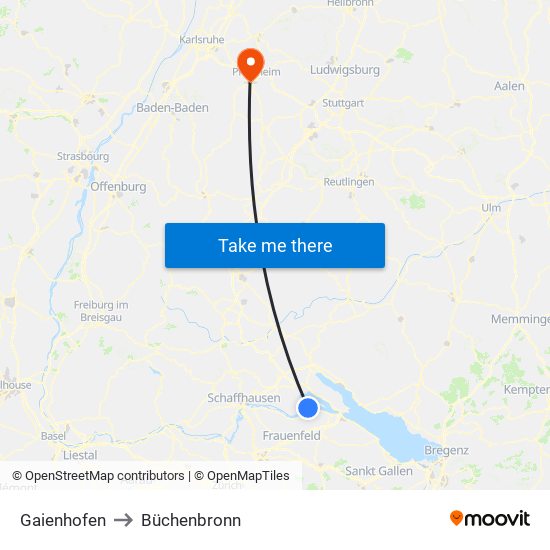 Gaienhofen to Büchenbronn map