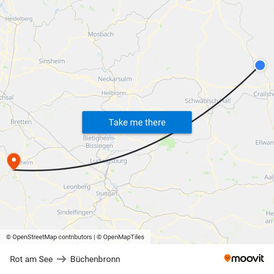 Rot am See to Büchenbronn map