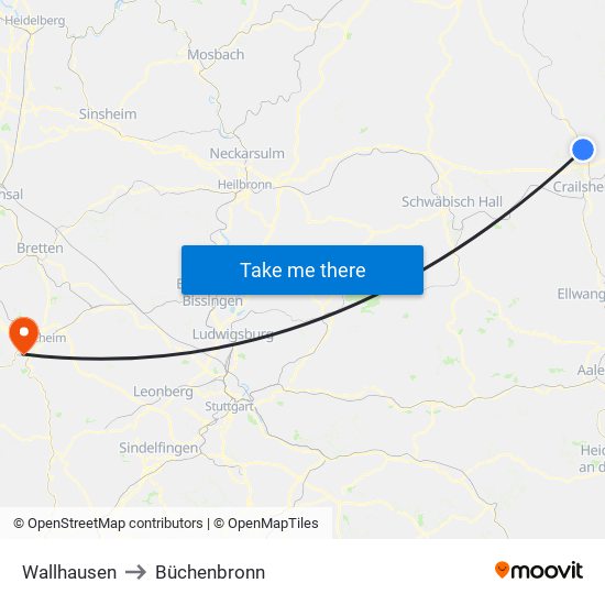 Wallhausen to Büchenbronn map