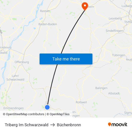 Triberg Im Schwarzwald to Büchenbronn map