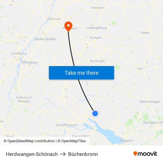 Herdwangen-Schönach to Büchenbronn map