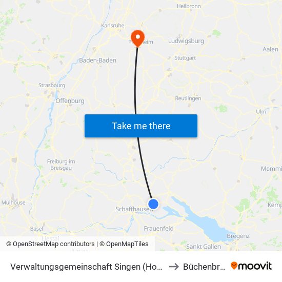 Verwaltungsgemeinschaft Singen (Hohentwiel) to Büchenbronn map