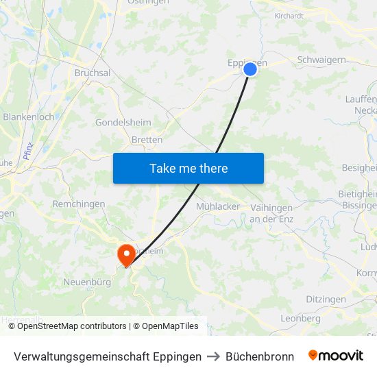 Verwaltungsgemeinschaft Eppingen to Büchenbronn map