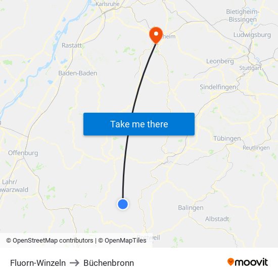 Fluorn-Winzeln to Büchenbronn map