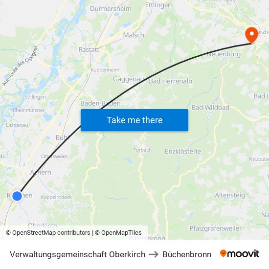 Verwaltungsgemeinschaft Oberkirch to Büchenbronn map