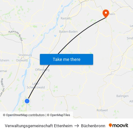 Verwaltungsgemeinschaft Ettenheim to Büchenbronn map