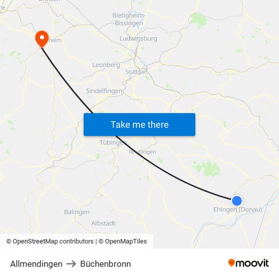 Allmendingen to Büchenbronn map