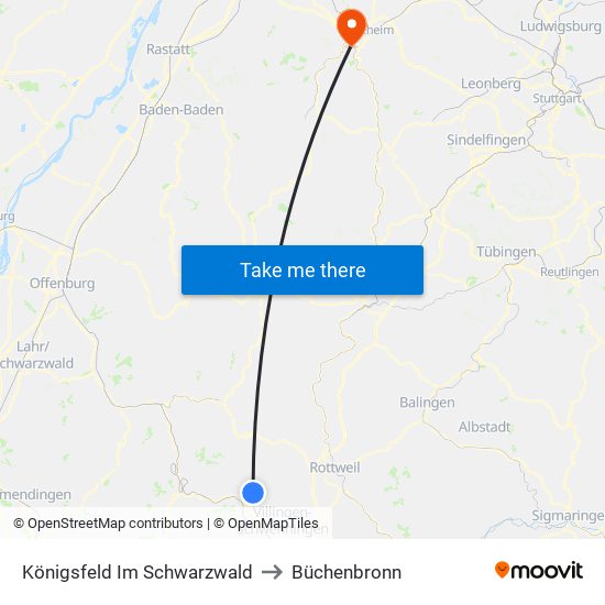 Königsfeld Im Schwarzwald to Büchenbronn map