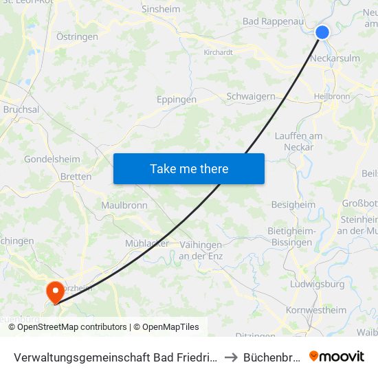 Verwaltungsgemeinschaft Bad Friedrichshall to Büchenbronn map