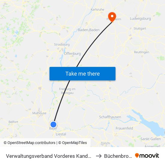 Verwaltungsverband Vorderes Kandertal to Büchenbronn map