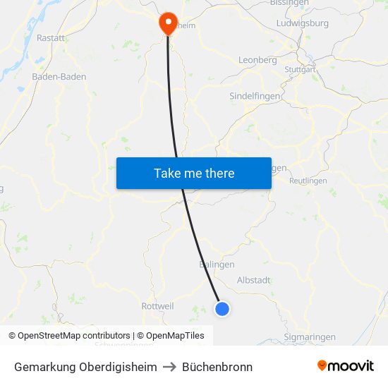 Gemarkung Oberdigisheim to Büchenbronn map