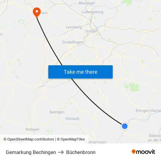 Gemarkung Bechingen to Büchenbronn map
